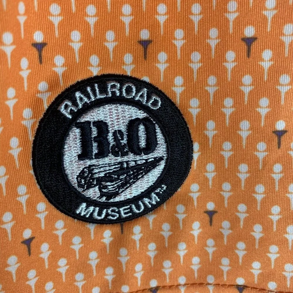 RLX Ralph Lauren Men's B&O Railroad Museum Golf Polo Shirt in Orange Size L 8971